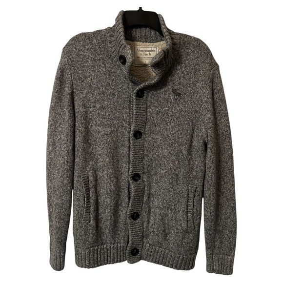 Abercrombie & Fitch Fleece Lined Heavy Cardigan Sweater Jacket Size Large - Picture 1 of 12